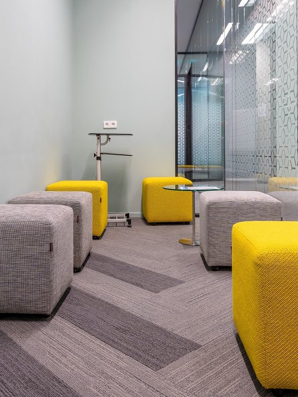 Corner of the open office space with a modern interior design